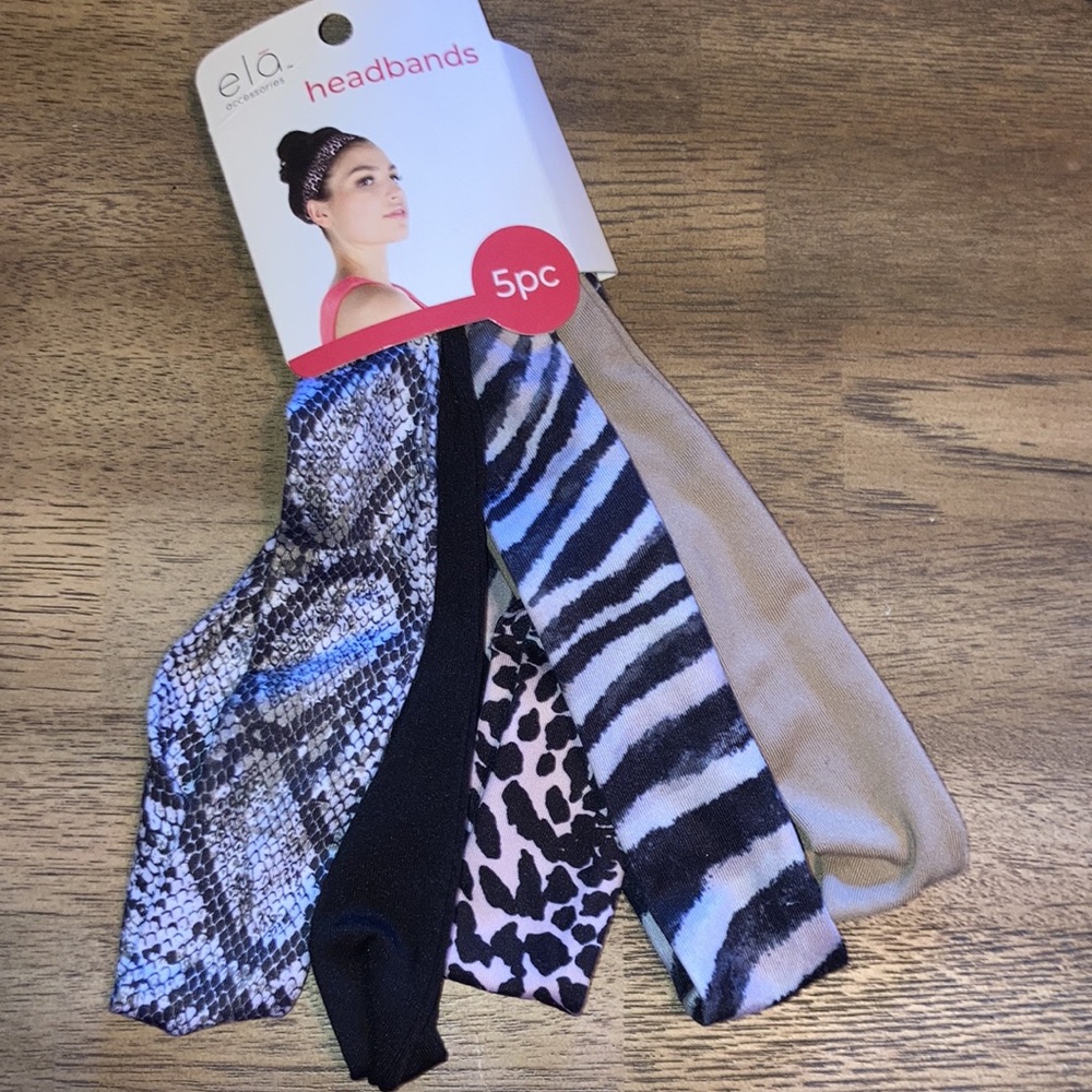 Women’s ELA Accessories Animal Print 5 Pc Headbands New In Packaging